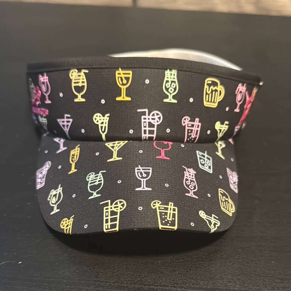Neon Cocktail Print Black Visor